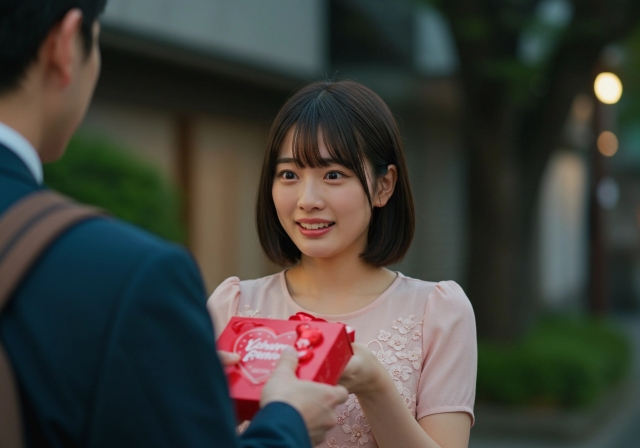 プレゼントを渡す女性