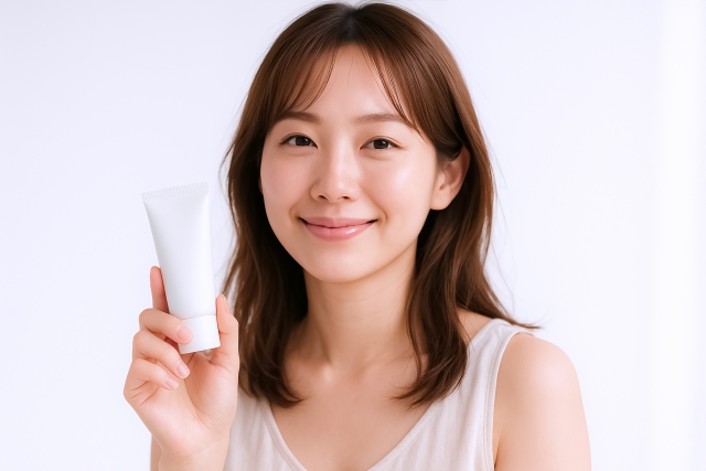 商品紹介する女性