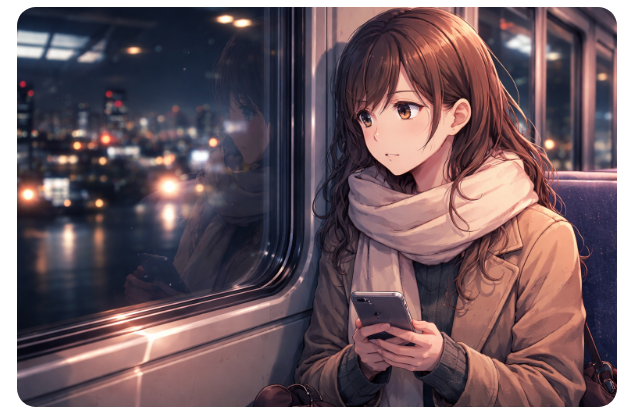 スマホ片手の女性