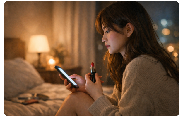 スマホ片手の女性