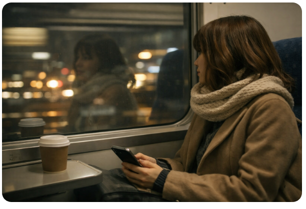 スマホ片手の女性